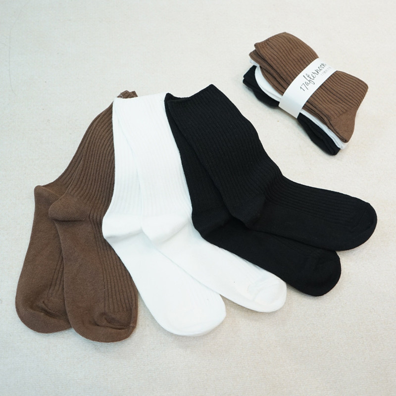 时髦BI备百搭中筒袜3双装