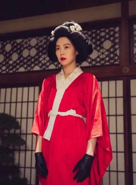 电影小姐红色和服浴衣中华吴服金敏喜同款汉服古装裙黑道千金cos