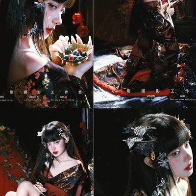 日本织锦缎拖尾写真表演主播和服