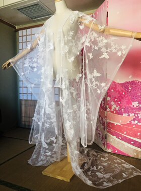 日式和服舞蹈服刺绣和风拖尾日式