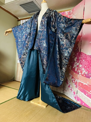 和风和服水漾竹竹织锦缎手工定制