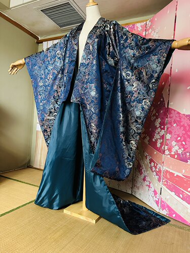 和风和服水漾竹竹织锦缎手工定制