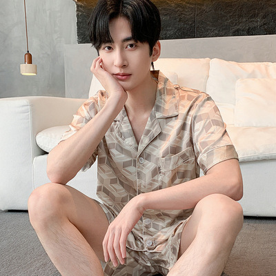 薄款男士冰丝睡衣男款2025夏季新款短袖春夏天男生宽松家居服套装