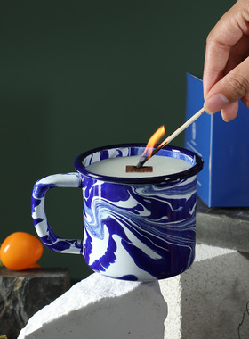 CB克莱因蓝香薰蜡烛非助眠睡室内卧室持久咖啡味安神熏香情调香氛