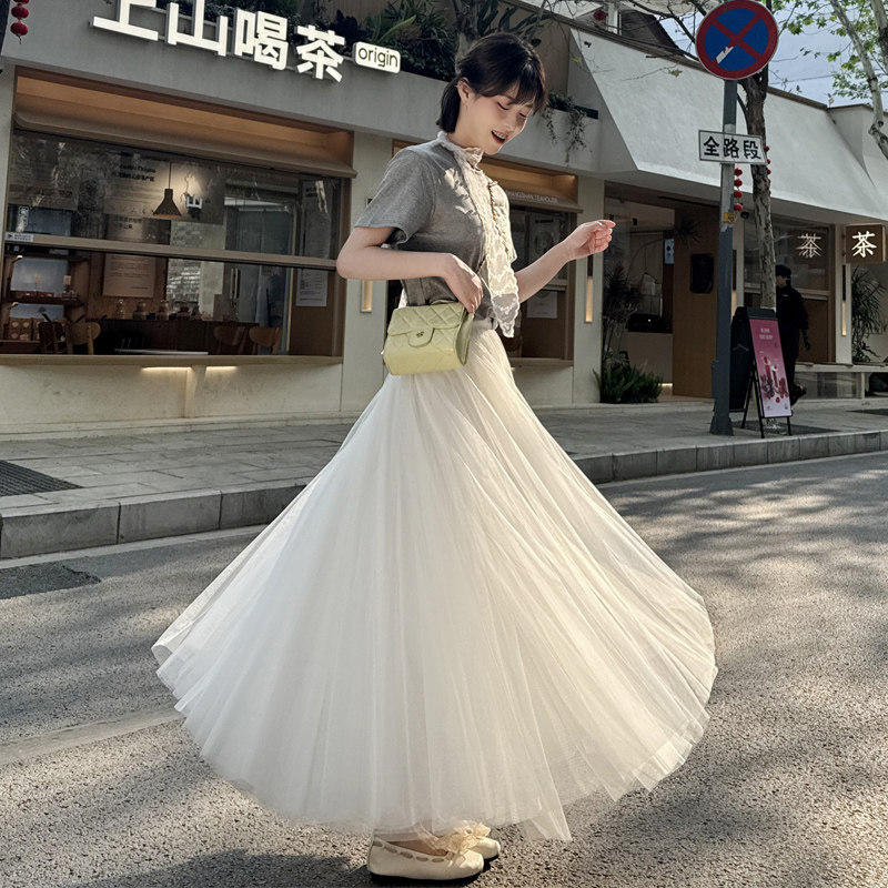 2026夏季新款纱裙白色网