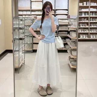 亚麻半身裙女 夏季2026新款高腰a字裙 大尺码胖mm棉麻裙子长