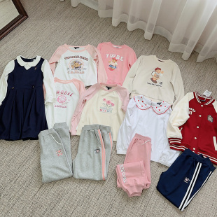160 棒球服外套连衣裙105 099熊女童春秋新款 卡通T恤休闲卫衣卫裤