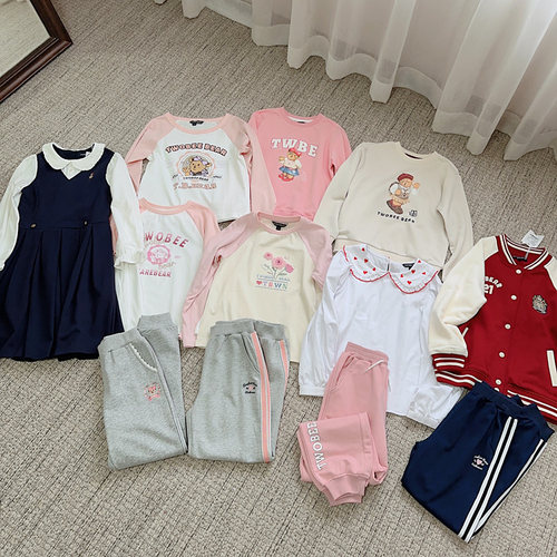 099熊女童春秋新款卡通T恤休闲卫衣卫裤棒球服外套连衣裙105-160
