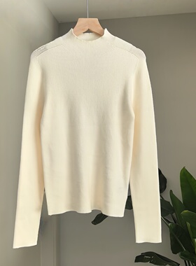 正品Lagogo拉谷谷2025新款米白色针织衫长袖上衣女OCMM43YA04