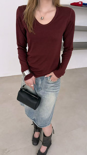 速裁琪年正品慕斯绒天鹅颈打底衫高质感鹅蛋领长袖T打底衫26新女