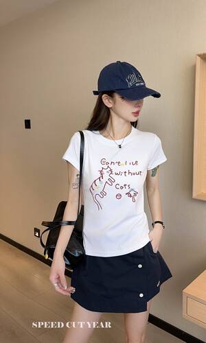 26夏季新品短袖 新款女装 刺绣修身T恤 速裁琪年正品