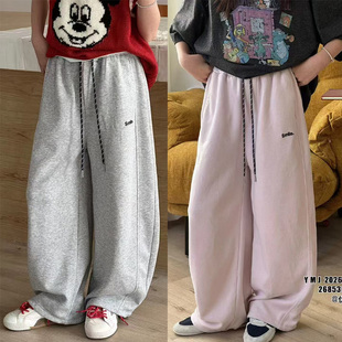 2026春季 170码 新款 中大童120 女孩百搭直筒休闲裤 品牌女童运动裤