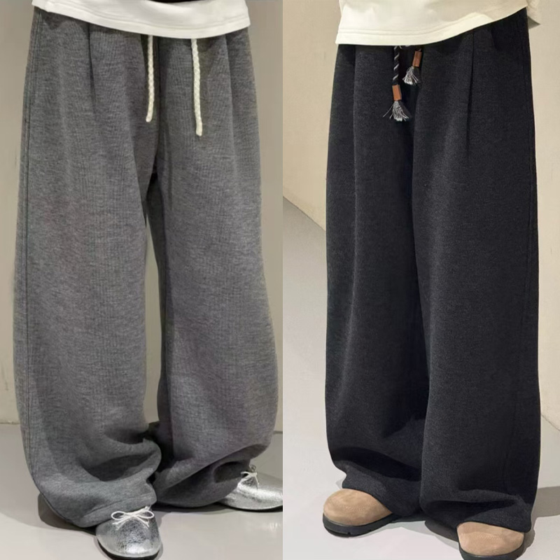 品牌女童加绒运动裤2025冬季新款女孩洋气加厚直筒休闲裤120-170