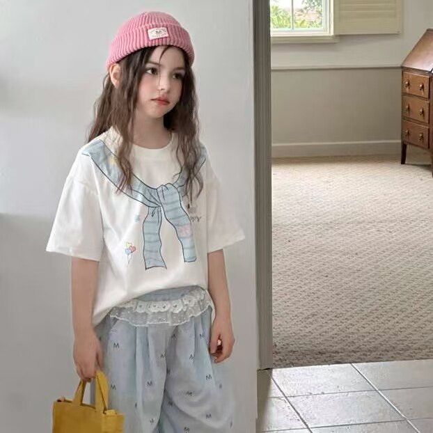 品牌女童短袖2026新款夏季女孩洋气半袖甜美圆领T恤上衣潮120-160