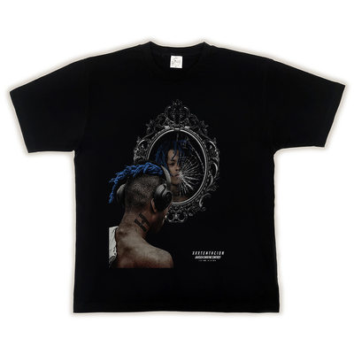 XXXTentacion高街嘻哈说唱宽松印花潮男短袖Vintage重磅小领口t恤