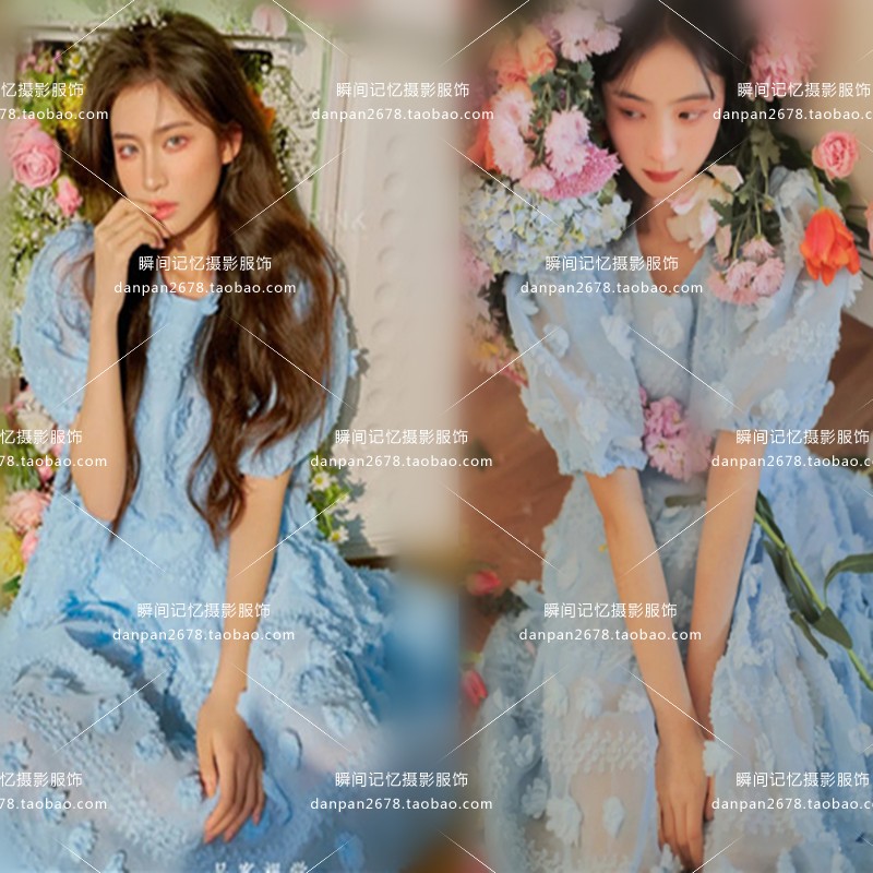 影楼摄影工作室个人写真服装小香风新款花朵裙宫廷风