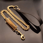 弹簧缓冲中大型犬牵引绳防爆冲加粗不锈钢钛钢恶霸卡斯罗杜宾狗链