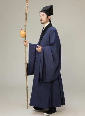 春夏大袖棉麻得罗三清领道家男女居士长袍明制三宝领道袍长褂道装