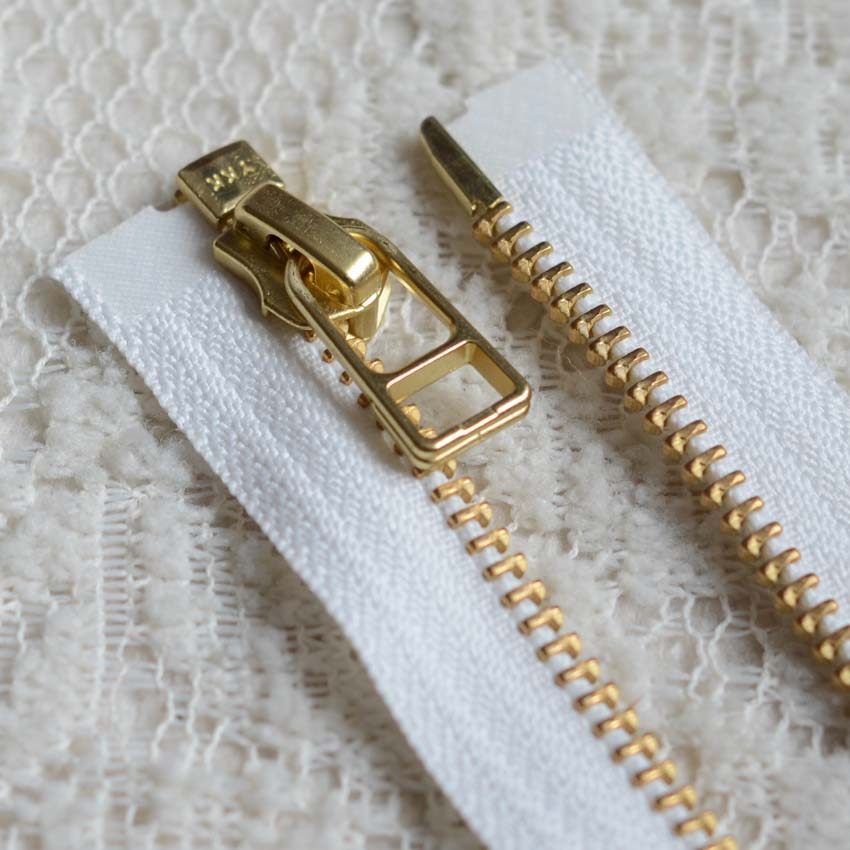 金铜服装拉条 5号金铜单开 白拉链30-100cm 外套门襟ykk金属链条