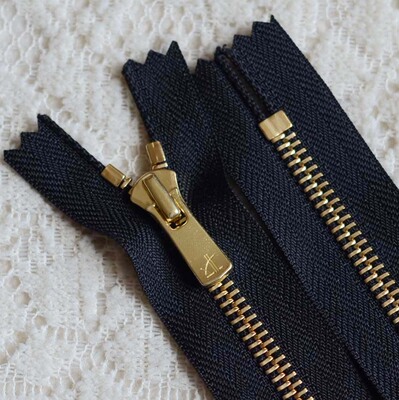 YKK5#金铜Excella闭口 黑拉锁10-80cm打磨金属拉链 皮具手工链条