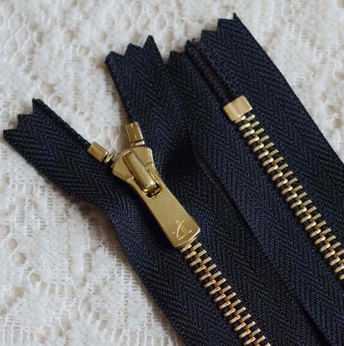 YKK5#金铜Excella闭口 黑拉锁10-80cm打磨金属拉链 皮具手工链条