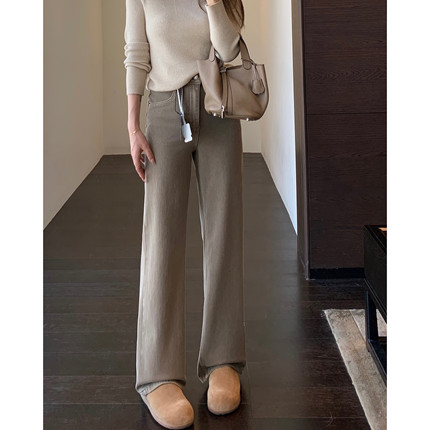 AMR UU◆版型正 显腿长加绒厚高腰直筒窄版女牛仔裤2025新款秋冬