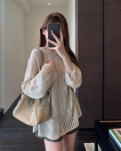 时髦少女感慵懒镂空针织衫 一眼喜欢 宽松显瘦上衣女秋新 AMR