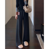AMR 秋冬新 宽松慵懒风垂感高腰休闲羊毛直筒阔腿裤 修饰腿型