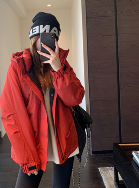 AMR UU◆双重保暖～高品质冲锋衣厚连帽短款羽绒服女2025新款冬季