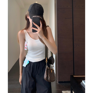 内搭可外穿～含桑蚕丝带胸垫显瘦打底背心女春夏2026新款 AMR