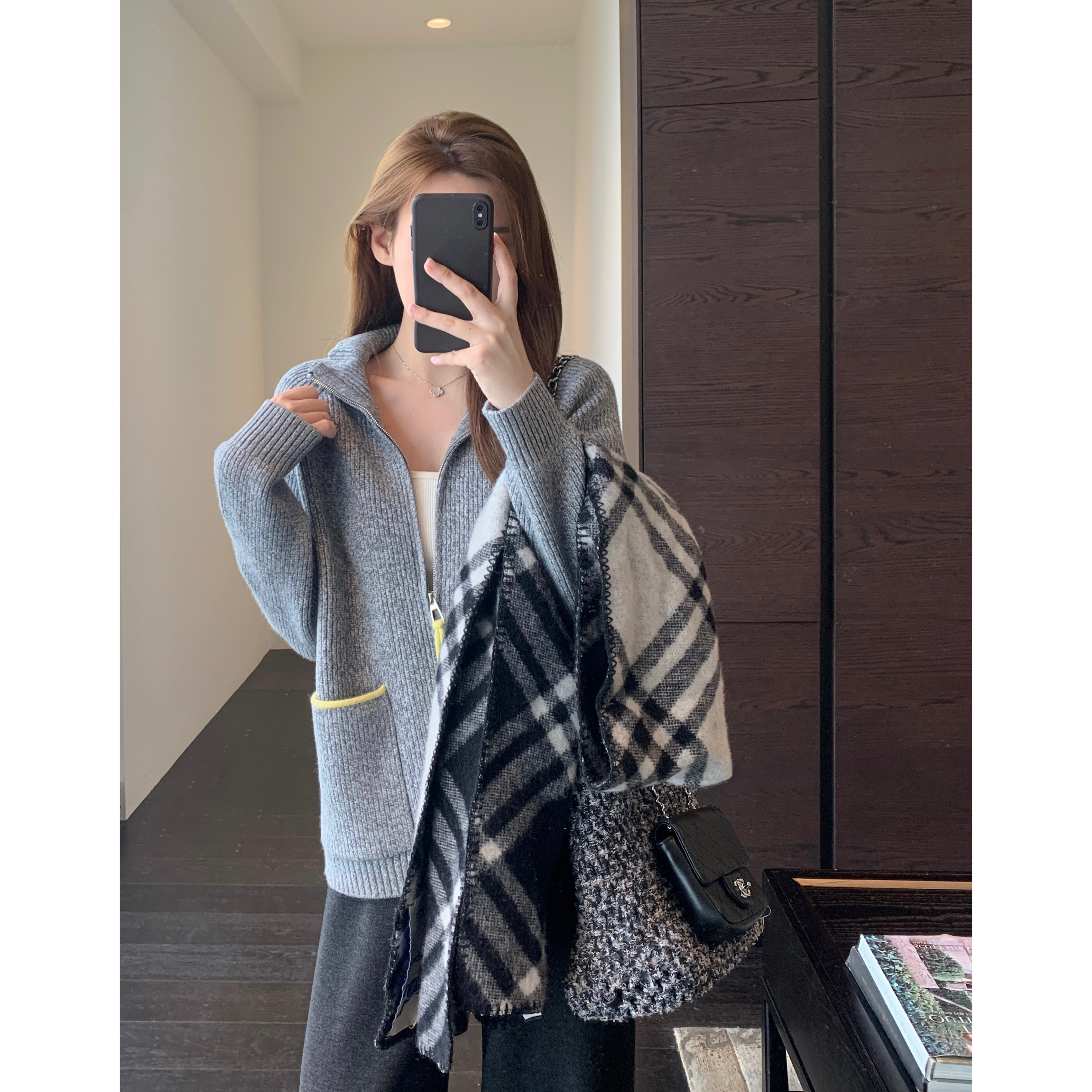 AMR UU◆设计感小众 时髦撞色慵懒宽松大毛衣显瘦针织衫女秋冬新