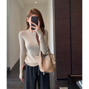 针织上衣女2025新款 AMR 内搭可外穿黑色打底衫 搭配神器 冬秋