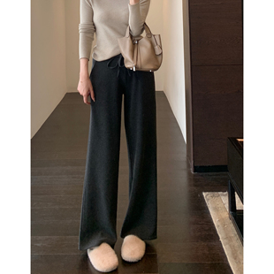 女2025新款 AMR 显腿长高腰休闲加绒直筒阔腿裤 修饰腿型 秋冬