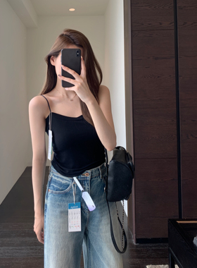 AMR UU◆工厂好货 四季可穿内搭可外穿黑色吊带胸垫带背心女新款