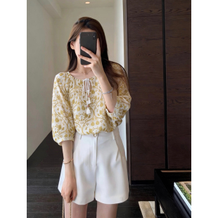 洋气减龄显瘦遮肚子碎花小衫 甜美气质 女上衣2026春夏新 AMR