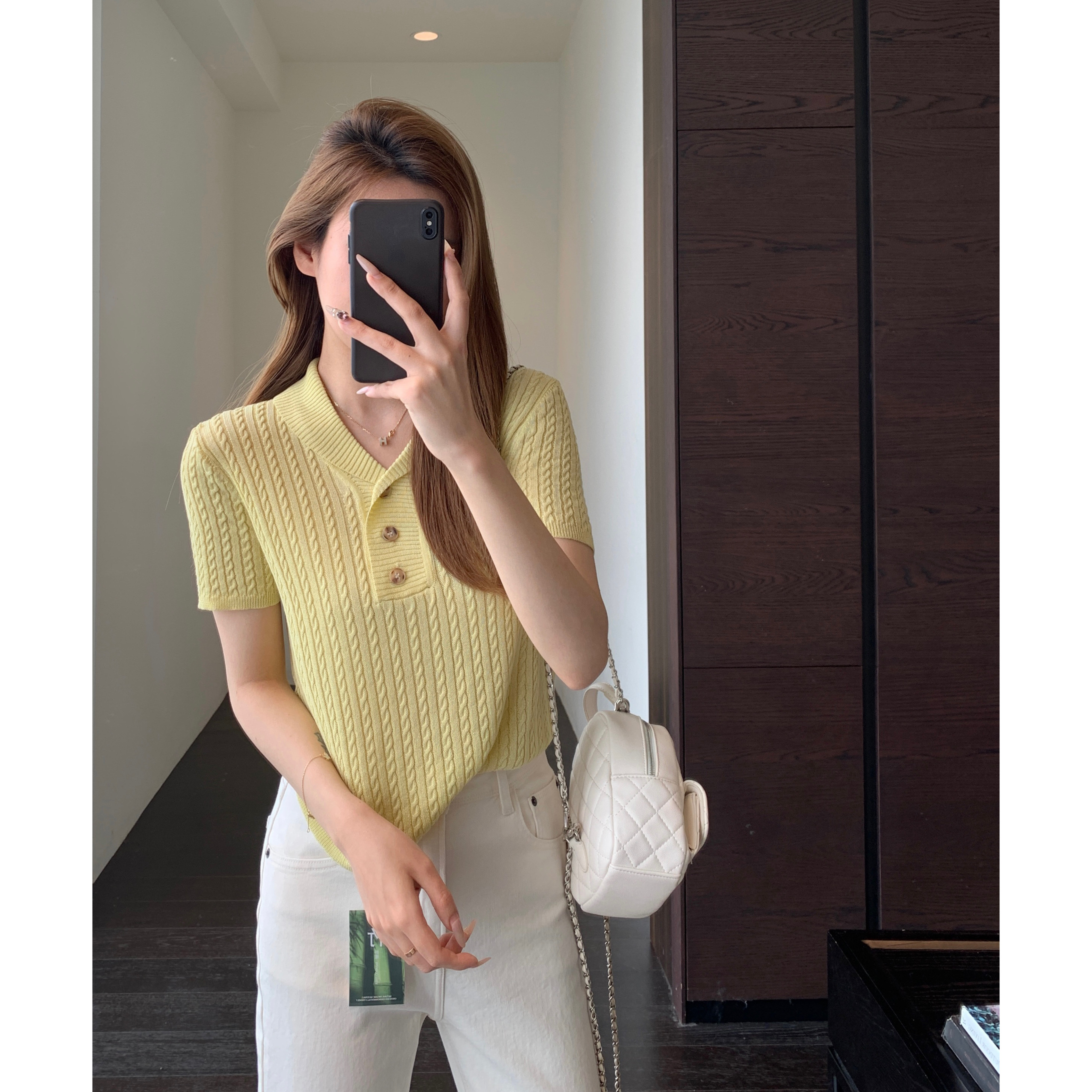 AMR UU◆元气减龄 甜美氛围感慵懒高质量麻花针织短袖T恤女2026新