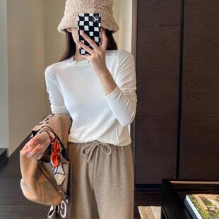 保暖磨绒修身 秋冬搭配神器 显瘦纯色打底衫 女长袖 AMR T恤新款