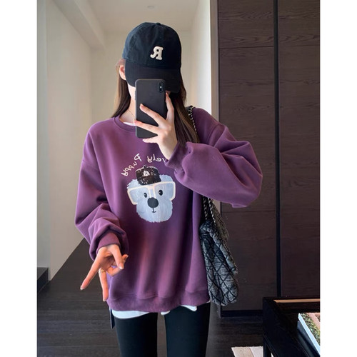 AMR UU◆萌趣减龄 少女感印花卫衣宽松显瘦长袖套头上衣女秋冬新