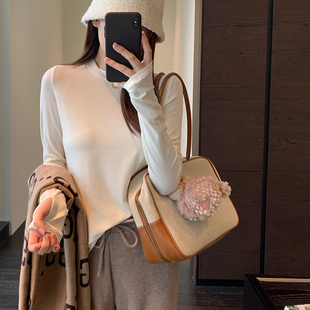 T恤秋冬新款 AMR 女长袖 搭配W～含羊绒天丝保暖舒适显瘦打底衫