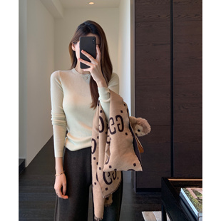 女新款 秋冬搭配神器 纯色打底衫 单穿内搭羊毛混纺针织衫 AMR