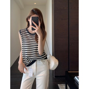 背心女春夏2026新款 搭配神器～单穿内搭慵懒显瘦条纹无袖 AMR