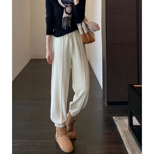 秋冬季 AMR 女2025新款 小个子显腿长～慵懒羊毛休闲束脚直筒裤