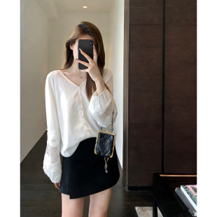 浪漫 法式 重工刺绣显瘦白色衬衫 上衣女款 春夏2026新 AMR 小衫