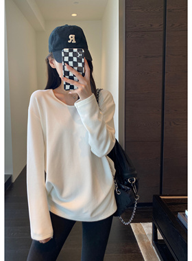 AMR UU◆百搭w 秋冬搭配神器德绒保暖舒适宽松长袖T恤女打底衫新