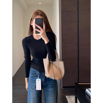 AMR UU◆升级版 内搭可外穿黑色磨毛打底衫长袖T恤女上衣2025新款