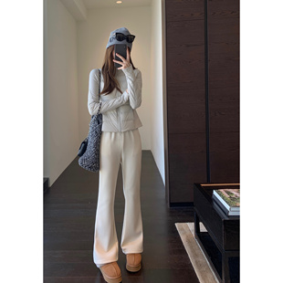 女秋冬新款 AMR 高腰显瘦阔腿裤 重磅醋酸天丝加绒加厚微喇裤