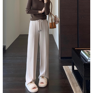 女秋冬新款 AMR 直筒阔腿裤 重磅醋酸羊毛垂顺舒适高腰显瘦窄版