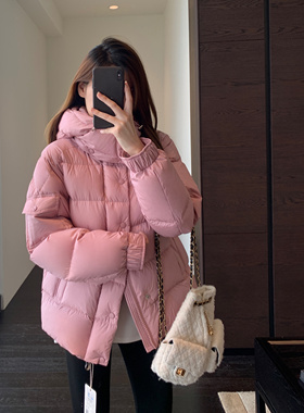 AMR UU◆轻奢鹅绒服柜上1w+90白鹅绒保暖短款连帽羽绒服秋冬新款
