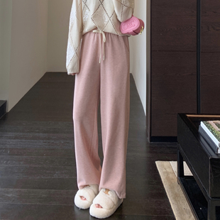 型正 版 软糯保暖高腰阔腿宽松直筒裤 厚休闲裤 AMR 女秋冬新款