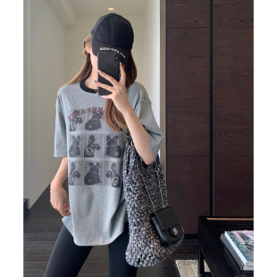 T恤女2026春夏新款 美式 慵懒时髦宽松显瘦印花短袖 休闲 AMR